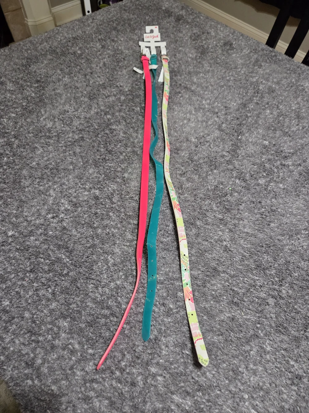 Cat & Jack Pink, Teal and Floral Girls Belt Trio